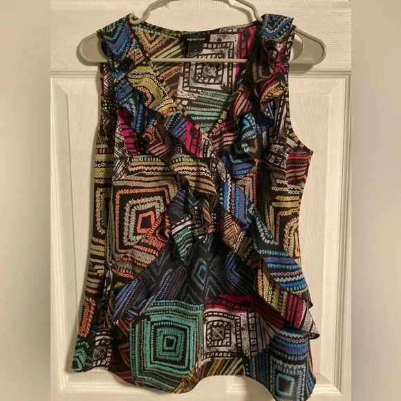 Spense Tops - Spense colorful geometric pattern sleeveless top